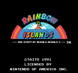 Rainbow Islands title screen for NES